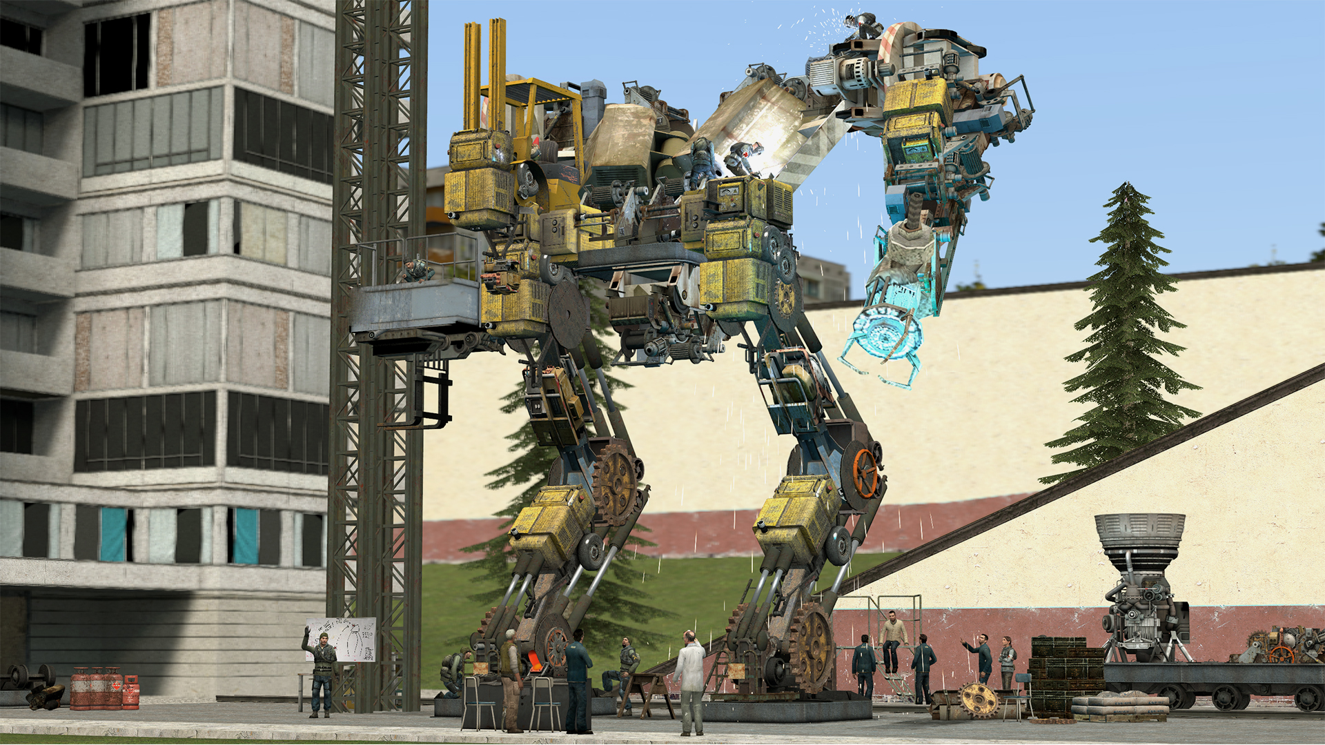 A giant robot made of props in gm_construct